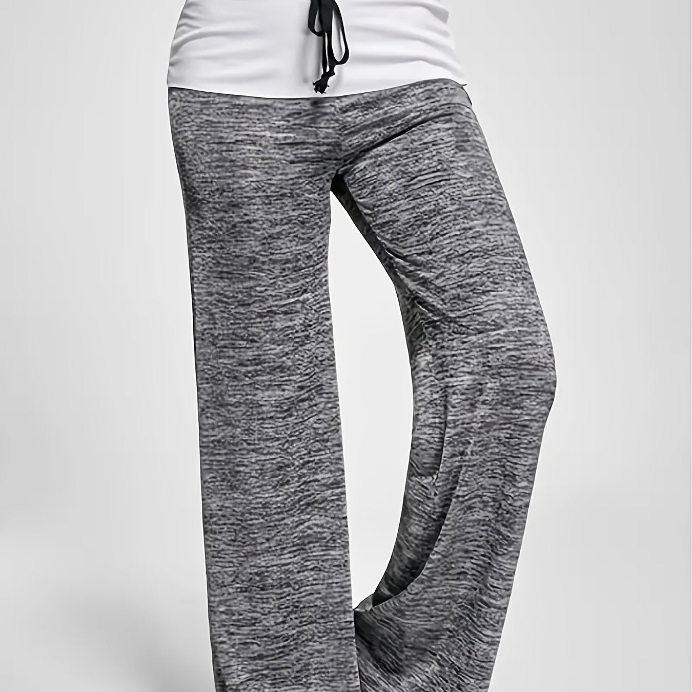 vlovelaw Plus Size Casual Pants, Women's Plus Colorblock Drawstring Slight Stretch Loose Fit Pants