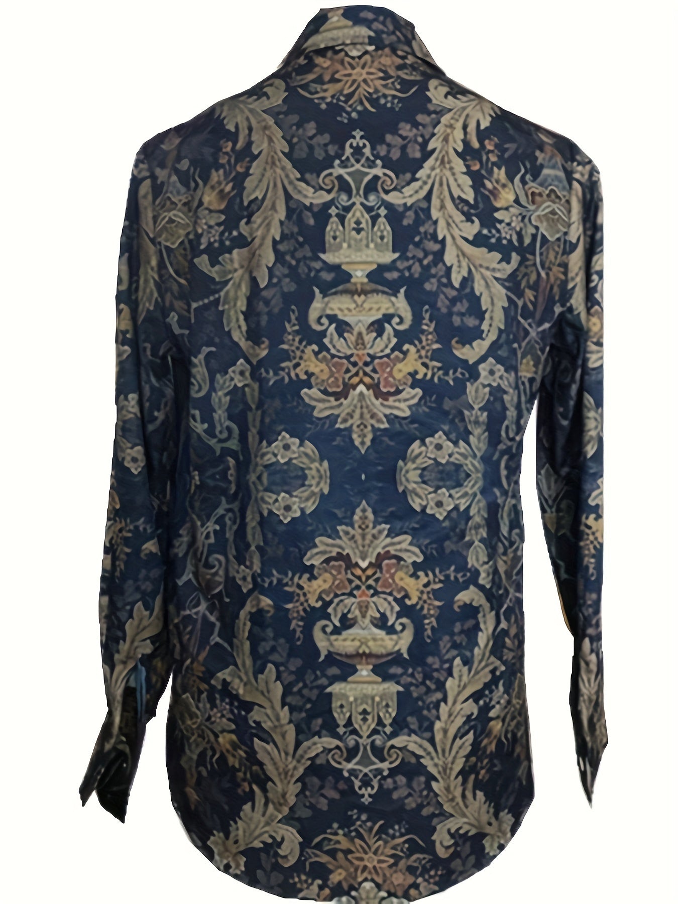 Allover Print Button Front Blouse, Casual Long Sleeve Blouse For Spring, Women's Clothing