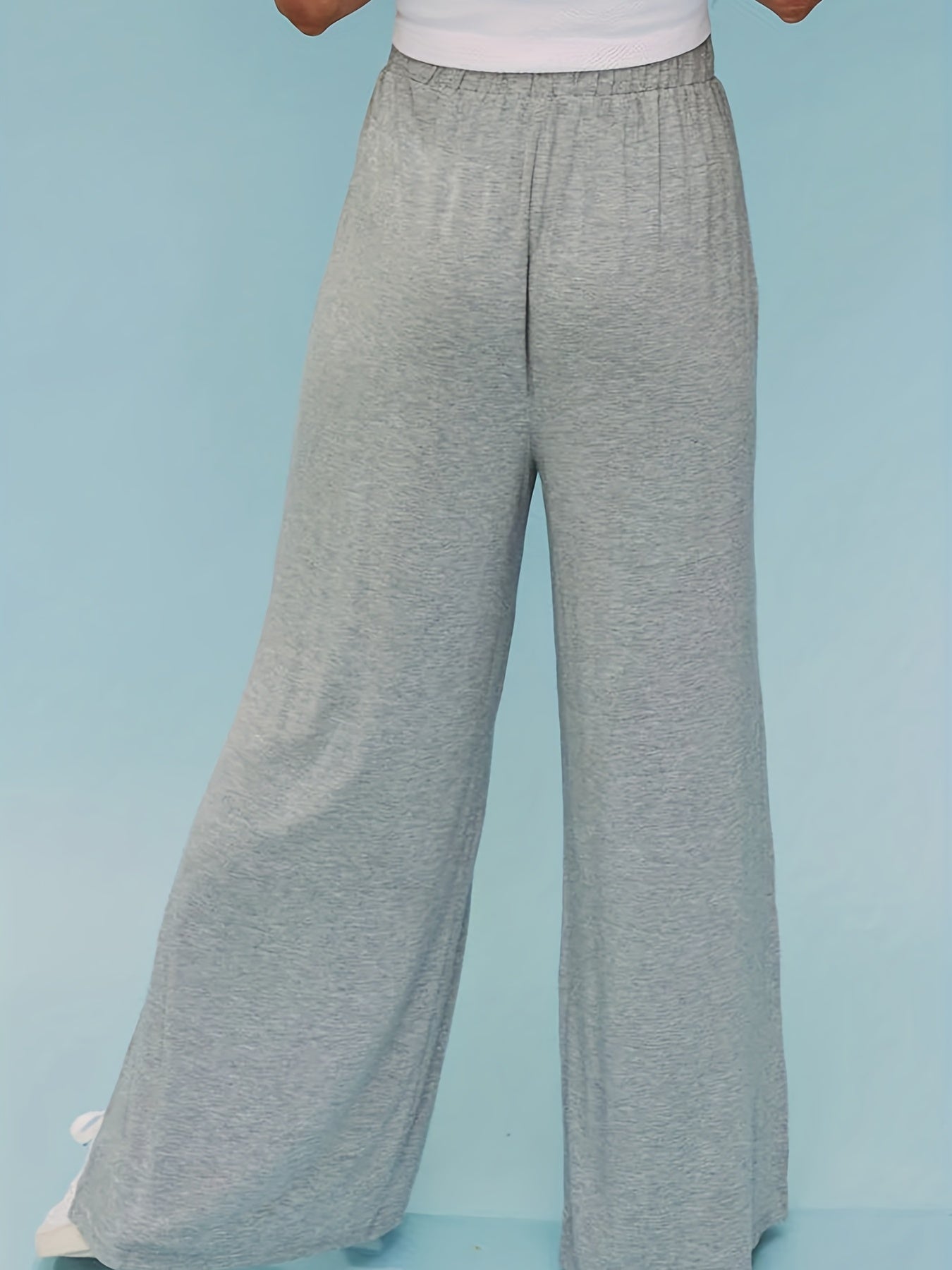 vlovelaw Solid Split Side Wide Leg Pants, Casual Loose Pants For Spring & Fall, Women's Clothing