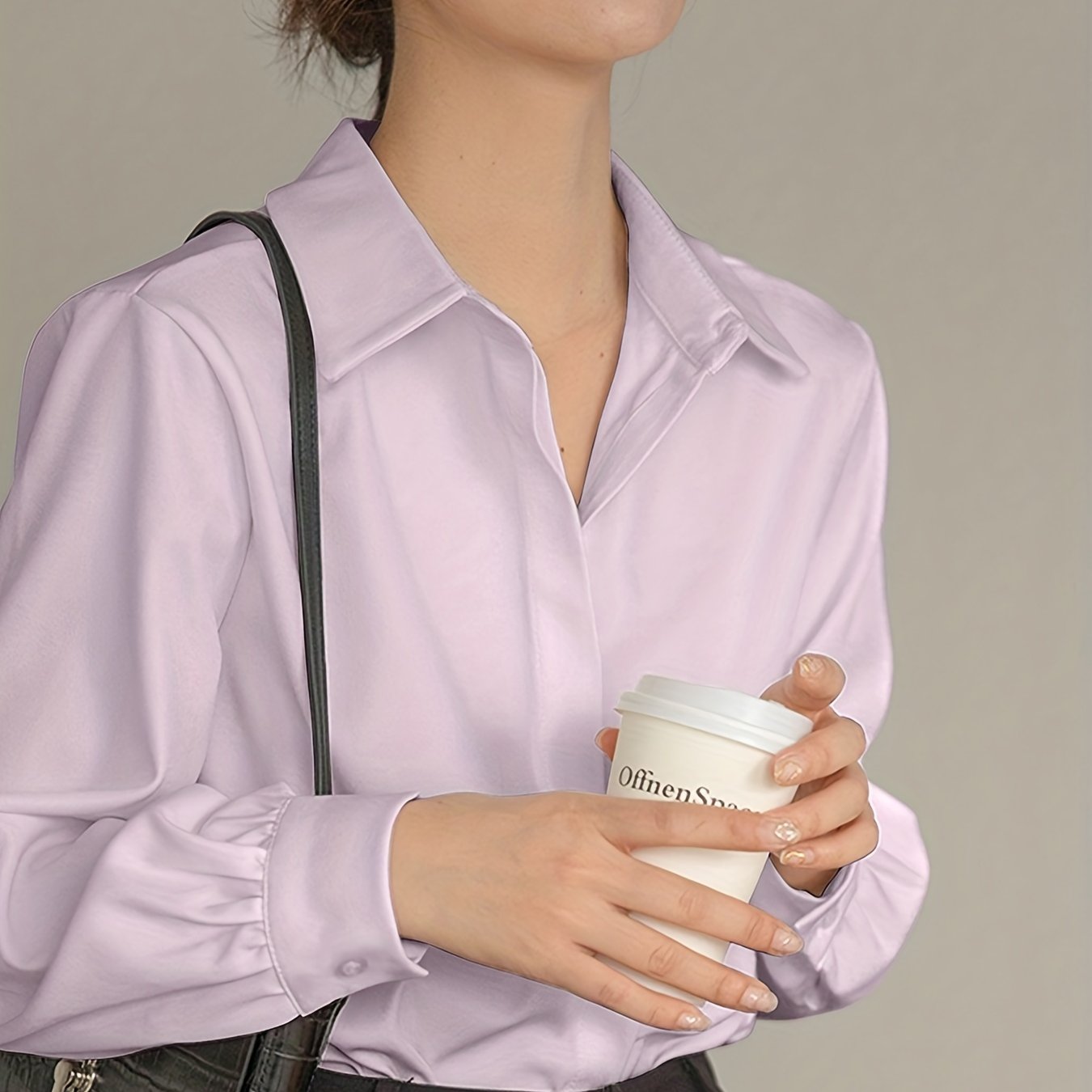 vlovelaw V-neck Loose Lapel Blouses, Casual Chiffon Long Sleeve Fashion Spring Fall Shirts Tops, Women's Clothing