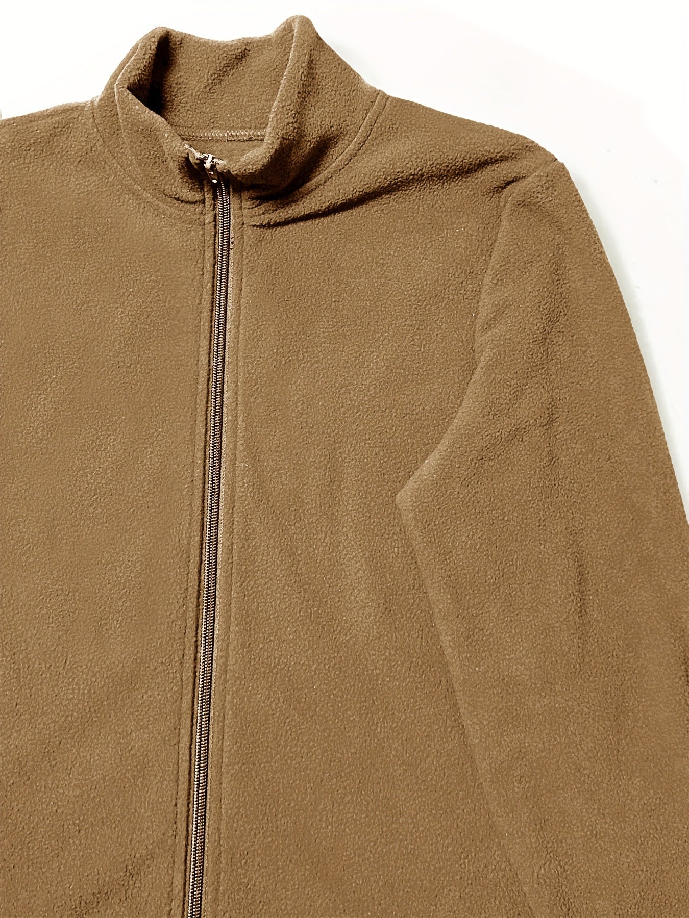 Thermal Stand Collar Jacket, Warm Solid Zipper Jacket, Casual Outerwear For Fall & Winter, Women's Clothing