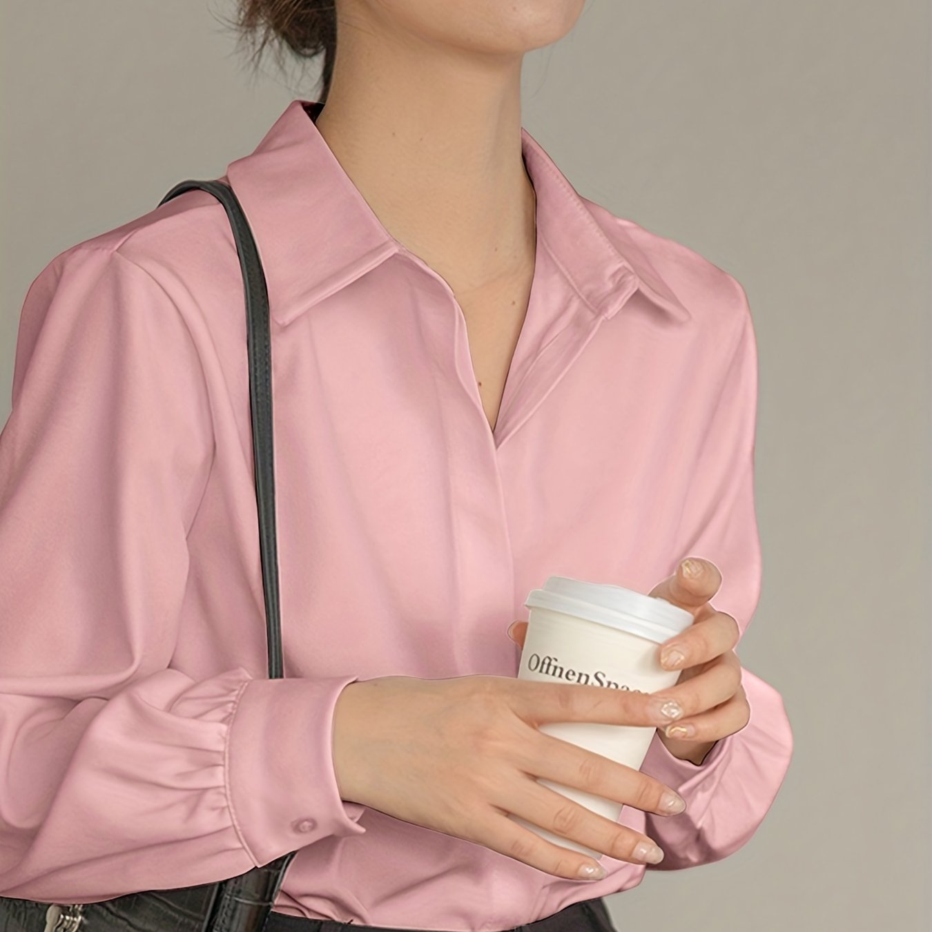 vlovelaw V-neck Loose Lapel Blouses, Casual Chiffon Long Sleeve Fashion Spring Fall Shirts Tops, Women's Clothing