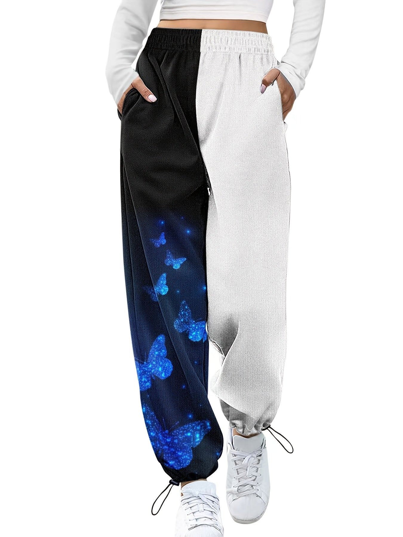 vlovelaw Ombre Slant Pocket Jogger, Casual Elastic Waist Pants For Fall & Winter, Women's Clothing