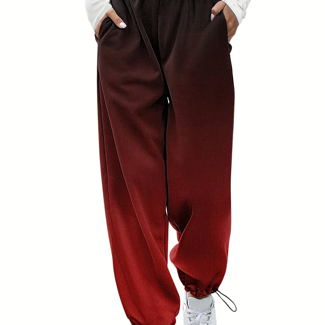 vlovelaw Ombre Slant Pocket Jogger, Casual Elastic Waist Pants For Fall & Winter, Women's Clothing