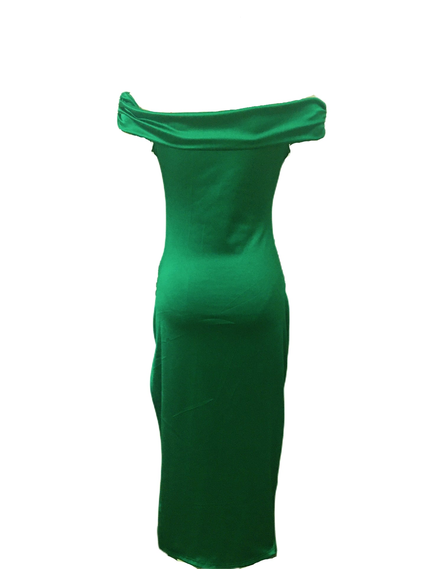 vlovelaw Off Shoulder Slit Maxi Dress, Elegant Formal Party Evening Waist Solid Color Sleeveless Mid-length Dresses, Women's Clothing