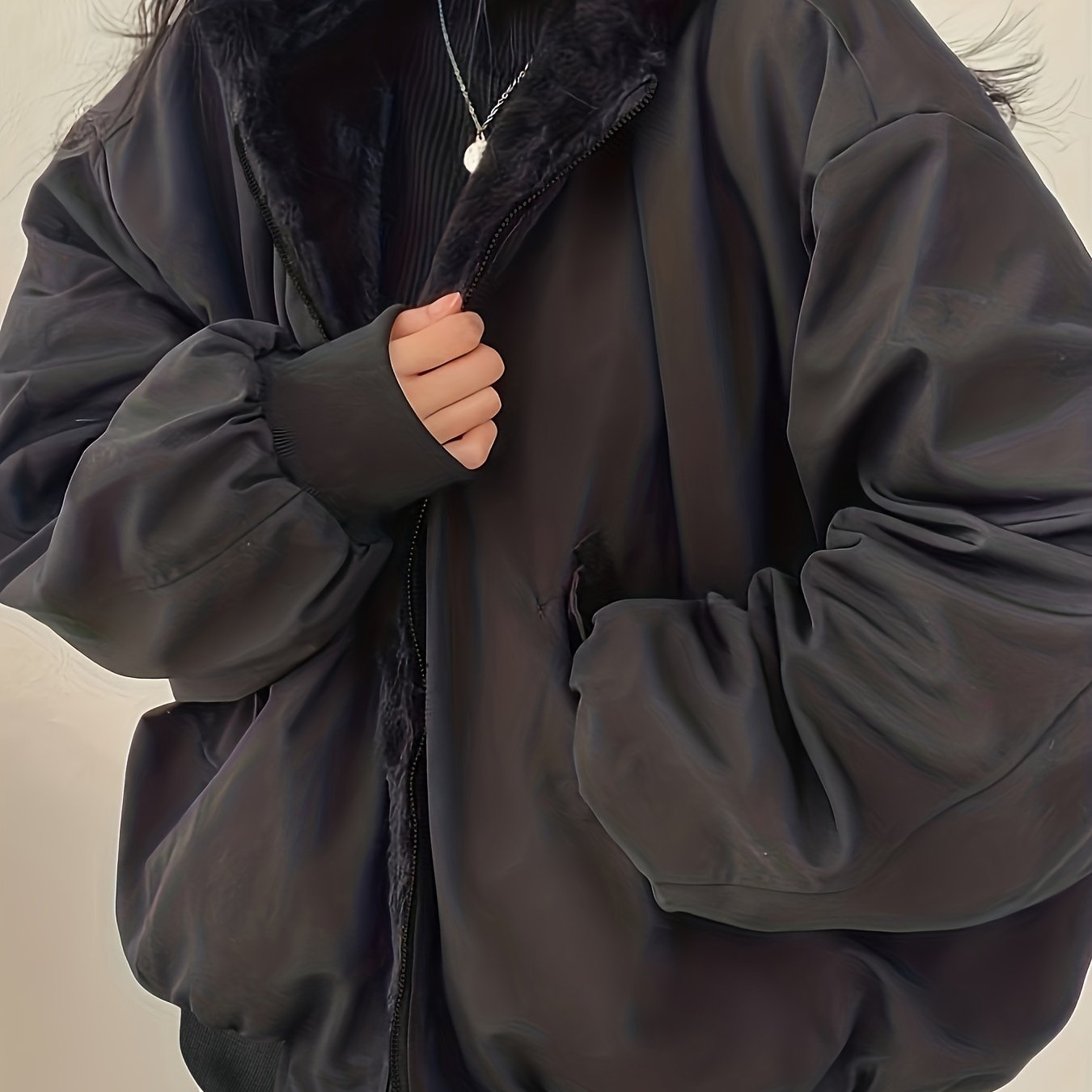 vlovelaw Solid Warm Hooded Coat, Casual Open Front Long Sleeve Winter Outerwear, Women's Clothing