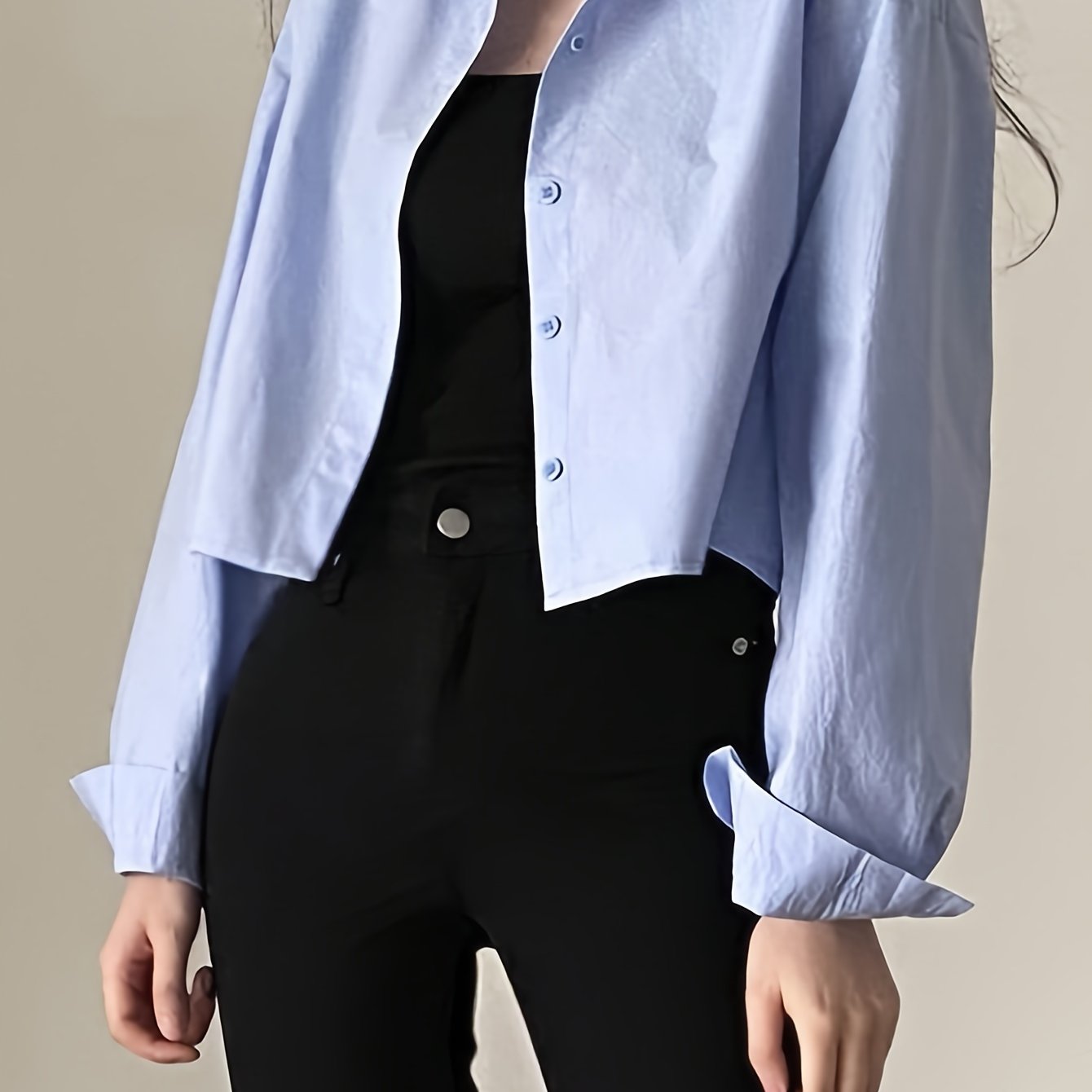 Solid Single Button Lapel Shirt, Casual Long Sleeve Shirt For Spring & Fall, Women's Clothing