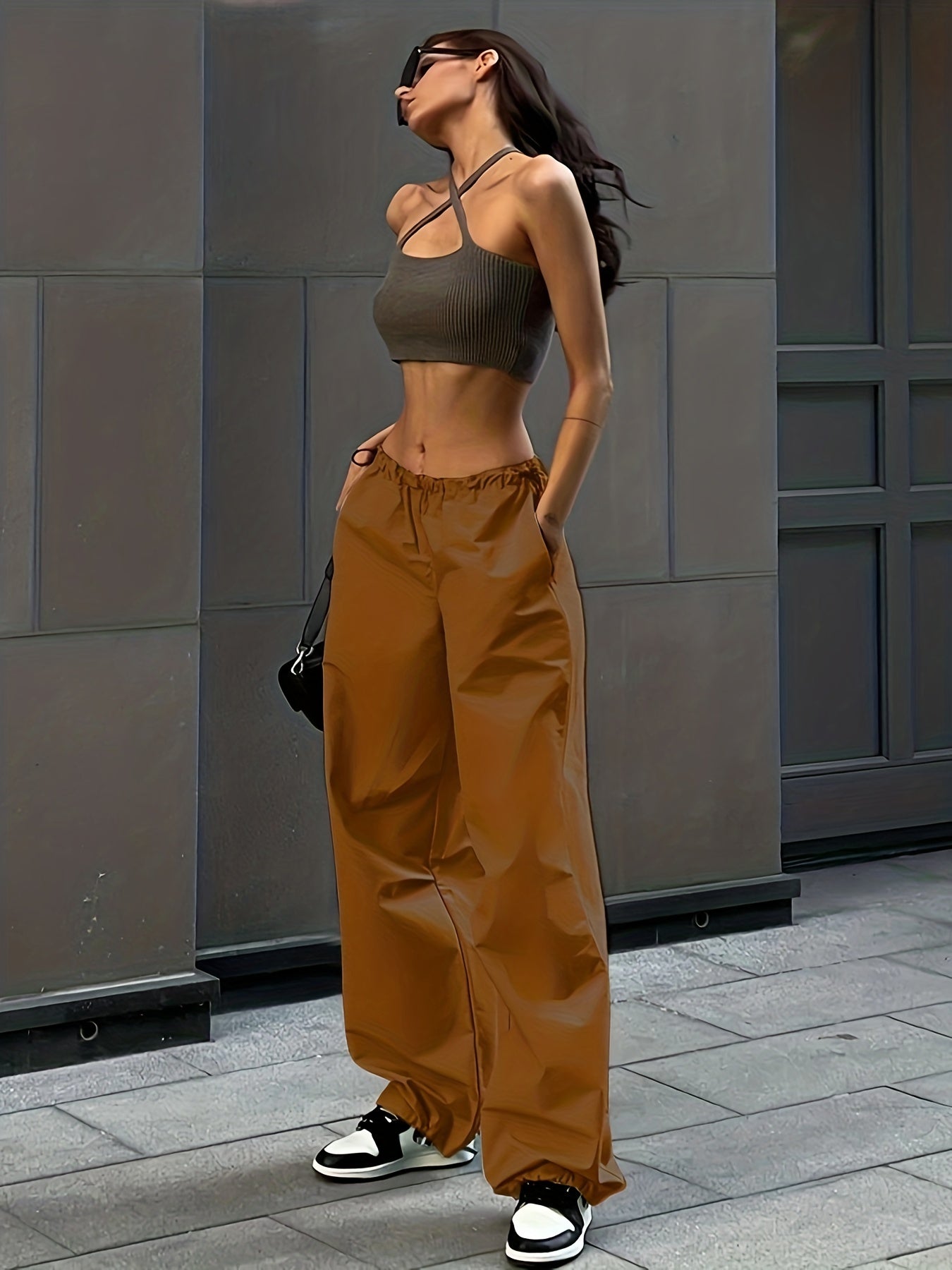 Wide Leg Elastic Waist Pants, Casual Drawstring Versatile Long Length Pants, Women's Clothing