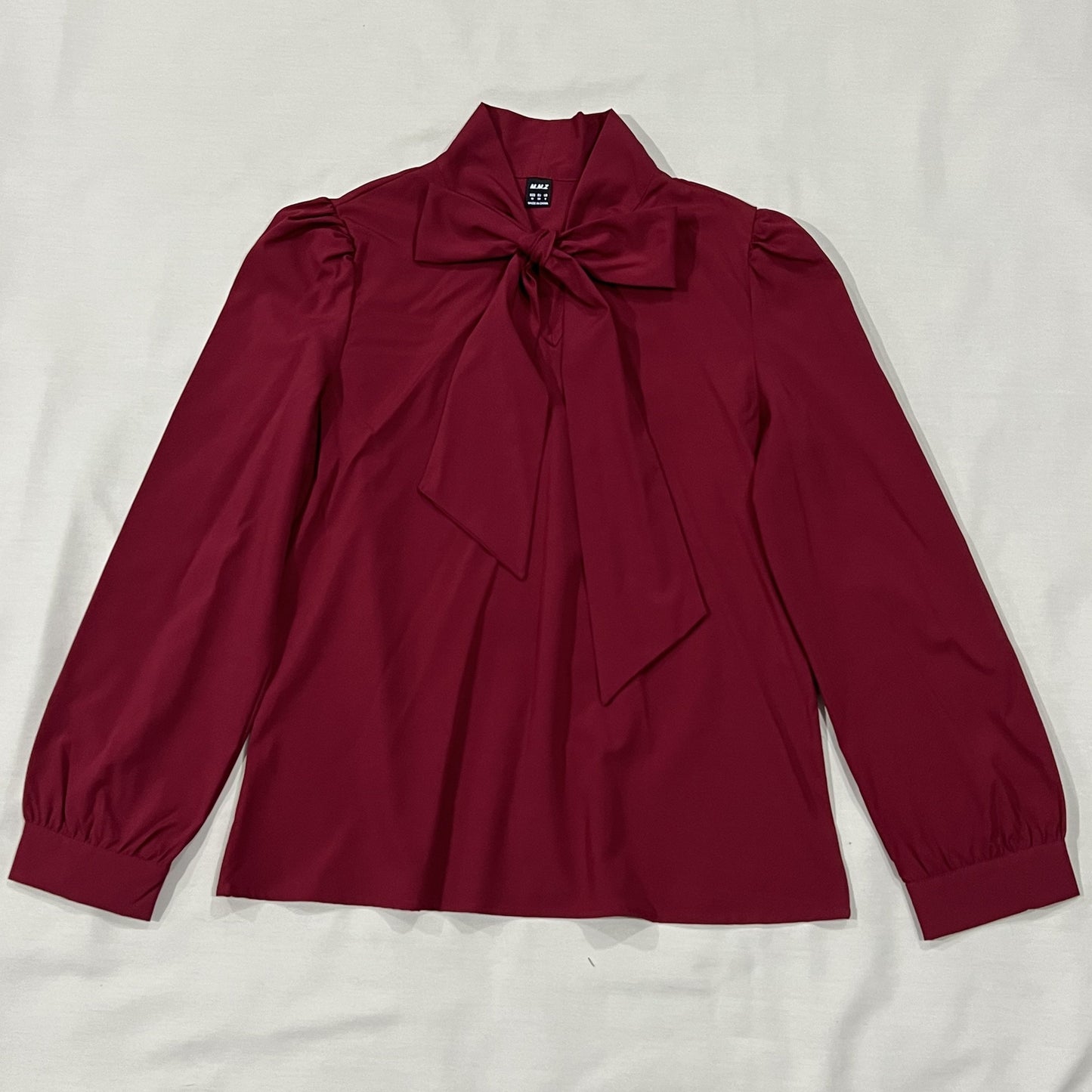 vlovelaw Elegant Bow Tie Neck Blouses, V-neck Casual Long Sleeve Fashion Loose Tops, Women's Clothing