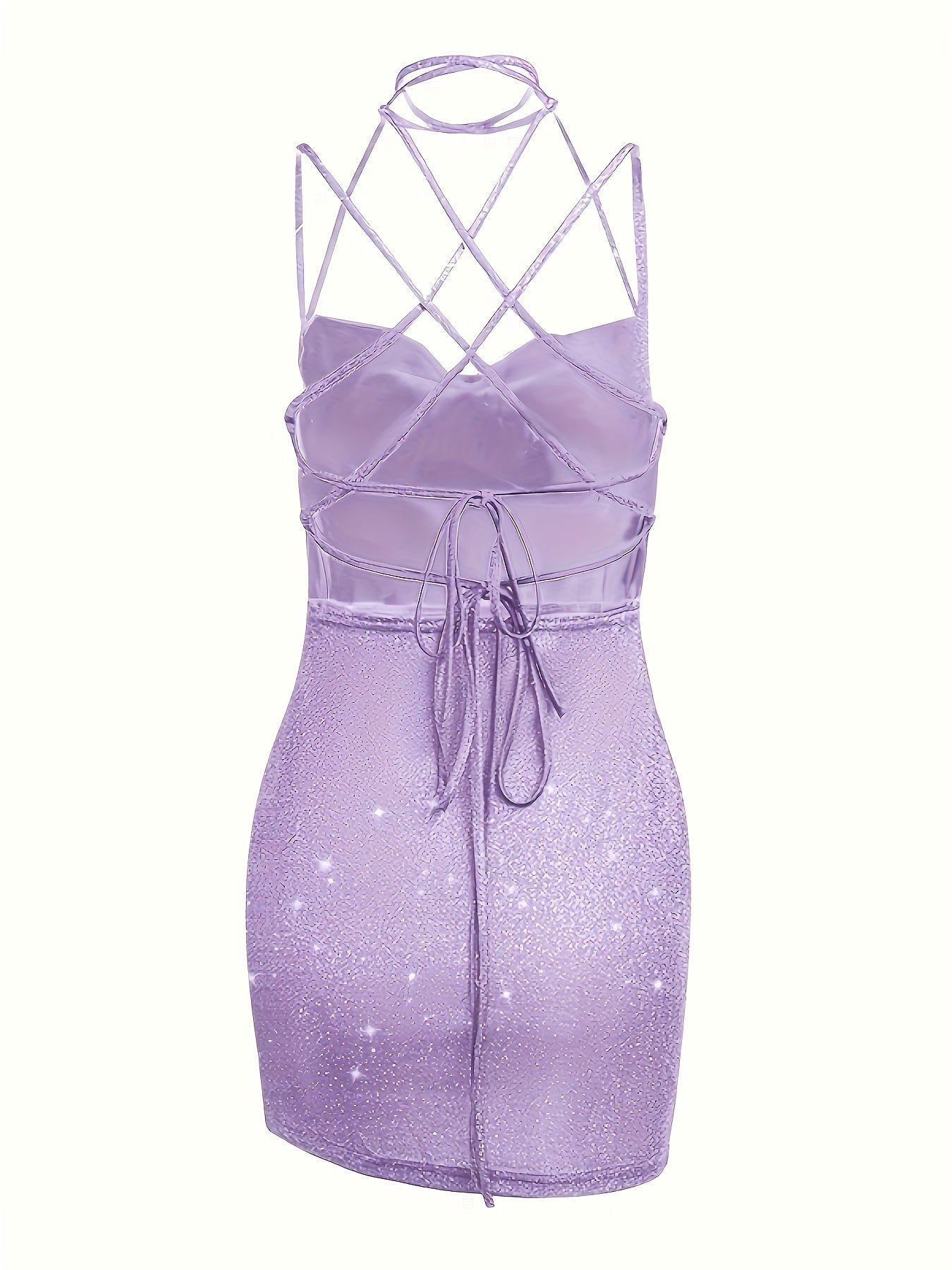 vlovelaw Spaghetti Strap Cowl Neck Dress, Elegant Sleeveless Tie Back Backless Bodycon Dress, Women's Clothing For Coquette/Cute/Y2K Style