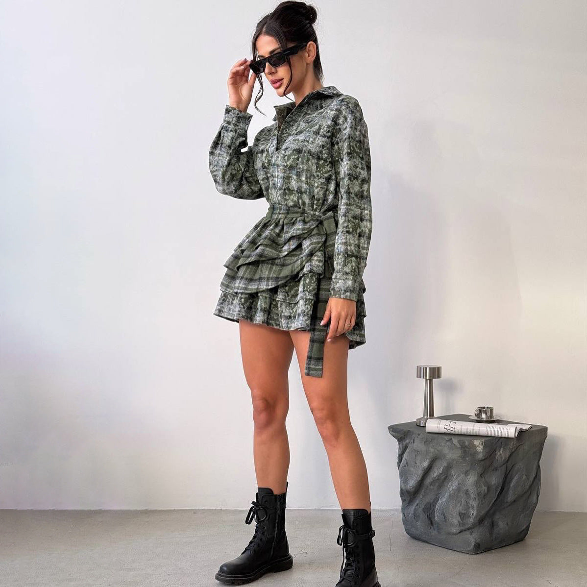 waist bud pure desire dress camouflage short skirt design sense niche spring and autumn haute couture wholesale