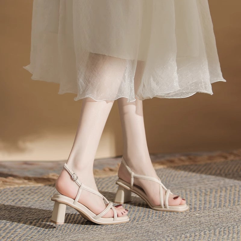 Retro Roman Sandals for Women New Summer Chunky Heel Outdoor Fairy Style High Heel Niche Inner Match Match Skirt