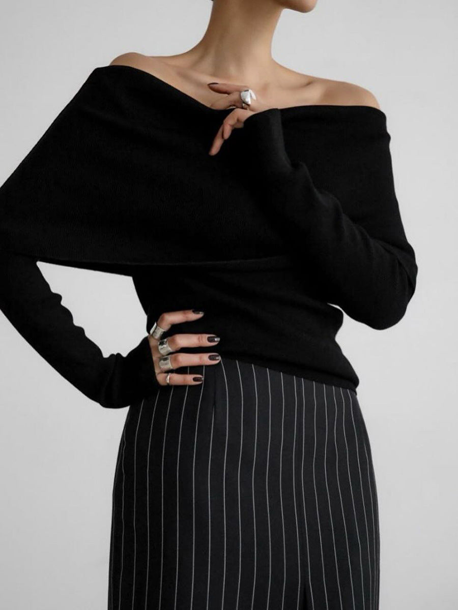 VLOVELAW 2025 sweater women's New autumn and winter 2025 style long-sleeved knitted bottoming shirt one-word shoulder sexy slim-fitting off-the-shoulder top