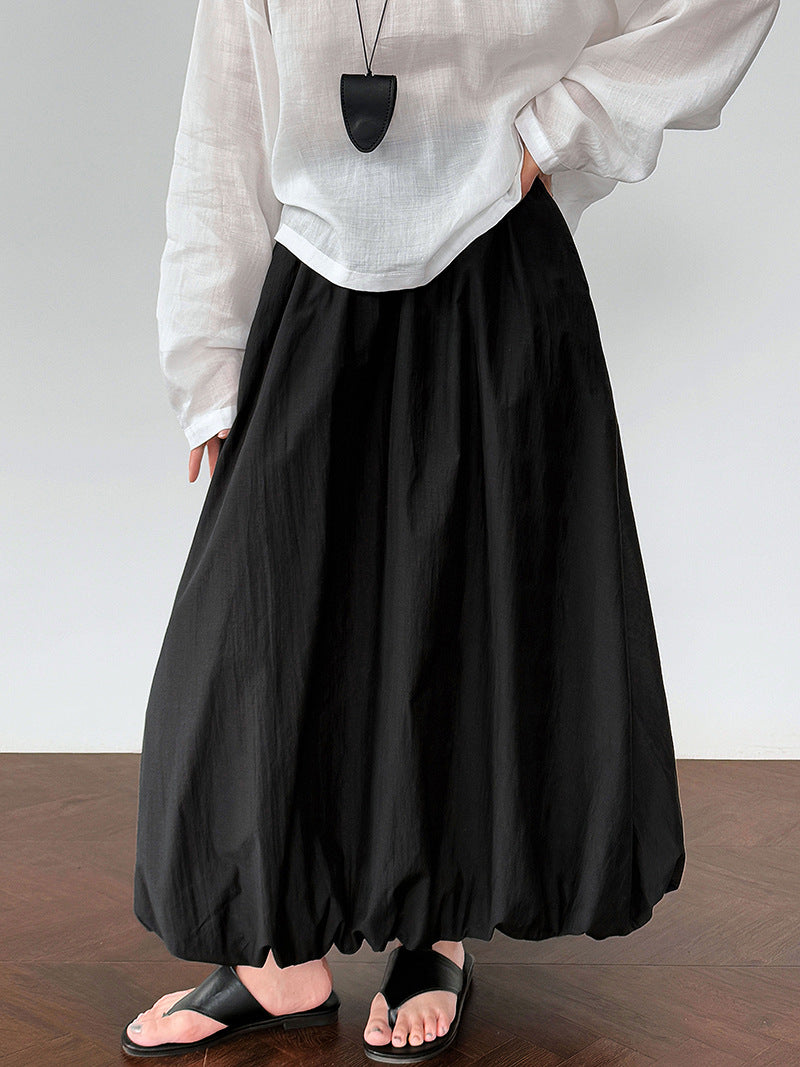 Luxi breathable cotton~ bud skirt Korean simple summer new design high waist A skirt 1908