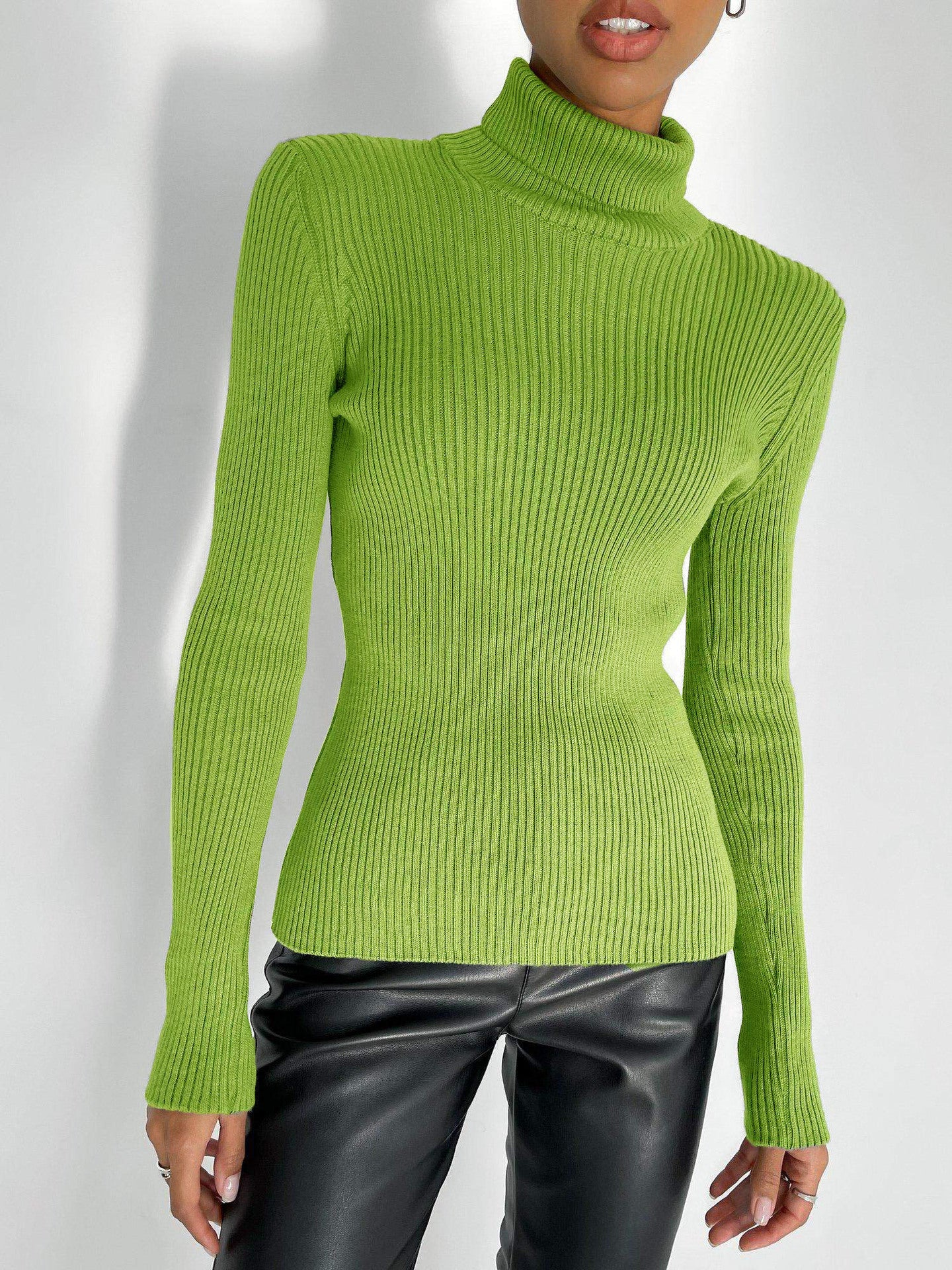 KKBOXLY Cross-border special for extended turtleneck sweater autumn and winter knitted bottoming shirt slim 2025 plus version turtleneck pullover sweater