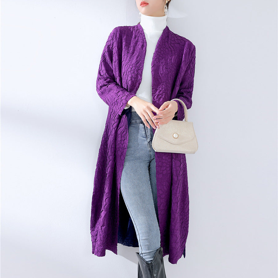 2025 New Popular trade extended trench coat women's high-end embroidery double-sided can wear Middle East robe coat women
