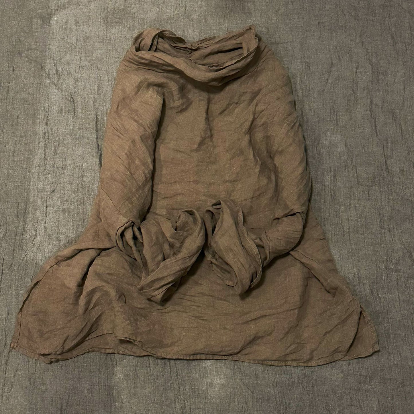 2025 23/9/Original/Literary retro turtleneck washed linen loose shoulder pullover