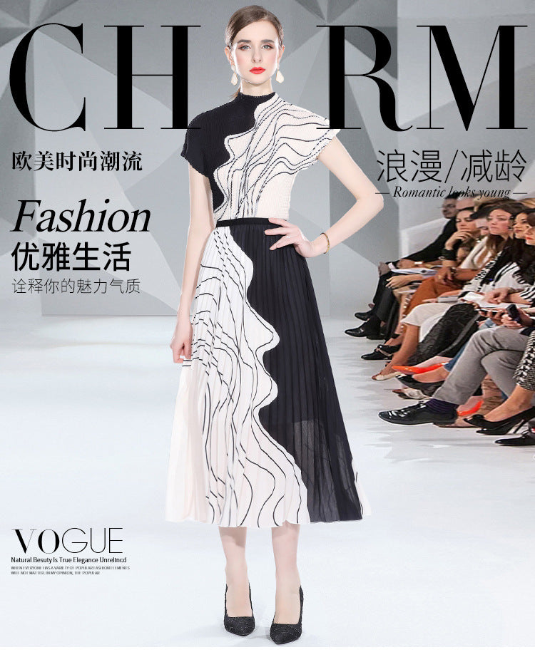 Folded suit women's summer Hong Kong flavor light and familiar imperial sister style texture vest skirt two-piece set