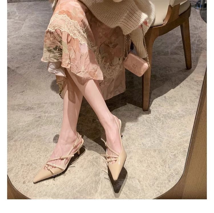 VLOVELAW Fashion Women's Genuine Leather Shoes Classy Shoes Sandals Women's with Pointed Toe High Heels Stiletto Women's Shoes Spring and Summer