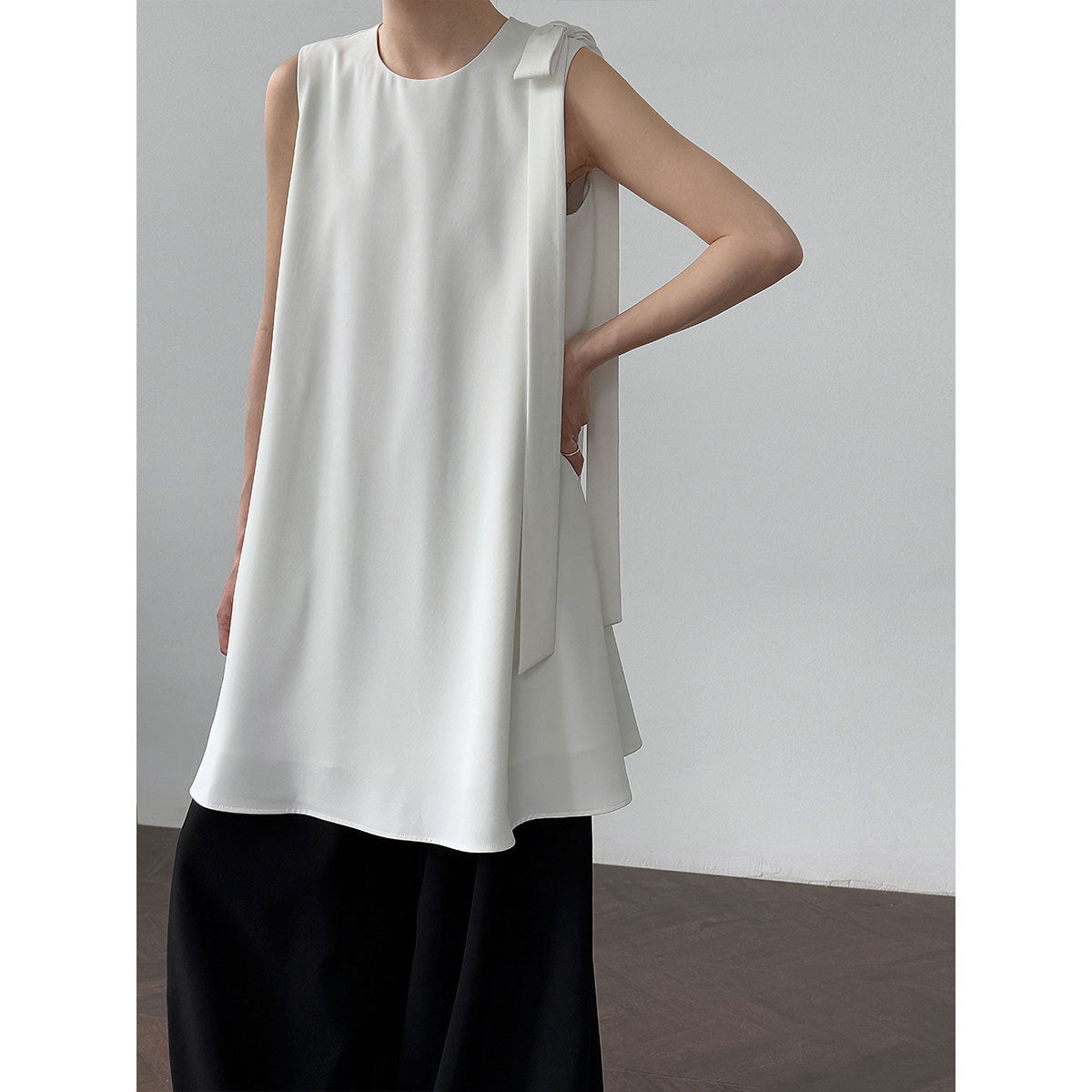 Luxi holiday bow sleeveless vest skirt summer new temperament niche design dress 5119