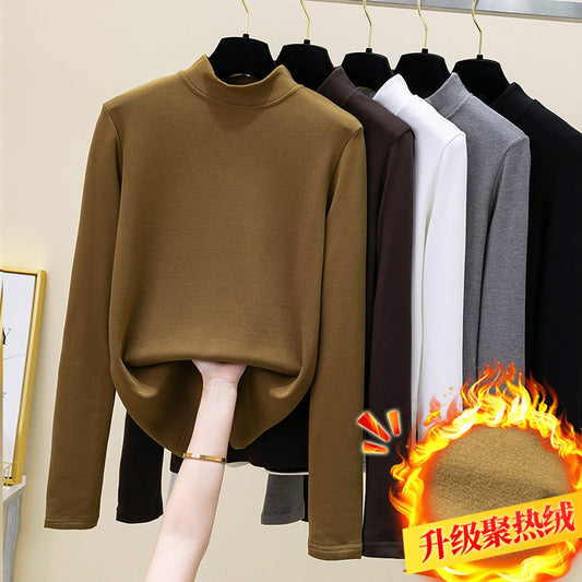 direct sales thickened German velvet pile collar bottoming shirt women's long-sleeved early spring new Popular-style warm inner top