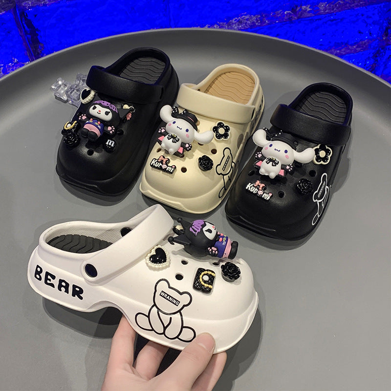 VLOVELAW Clow M Girls' Fashion Cartoon Slippers Summer Children's Hole Shoes Big Children Girls' Soft Bottom Beach Sandals