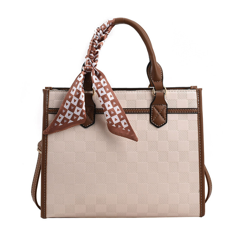 VLOVELAW 2025 Premium texture plaid handbag popular new large-capacity women's bag shoulder messenger bag versatile casual small square bag