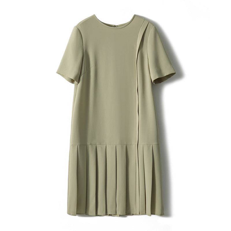 2025 Premium triacetic acid dress 4 colors, high-end pleated skirt women's summer medium and long retro