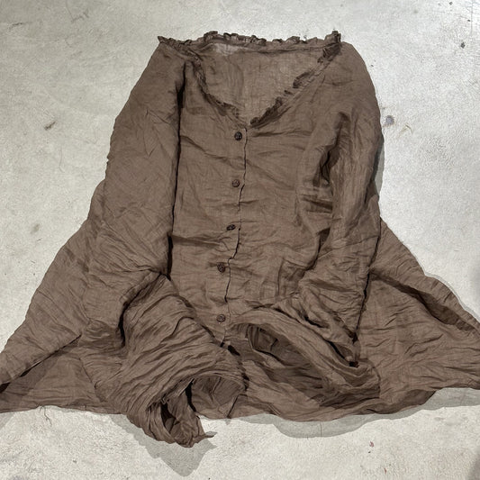 2025  24/4 SN46 literary and casual lotus leaf collar versatile long-sleeved high-count ramie cardigan sunscreen shirt