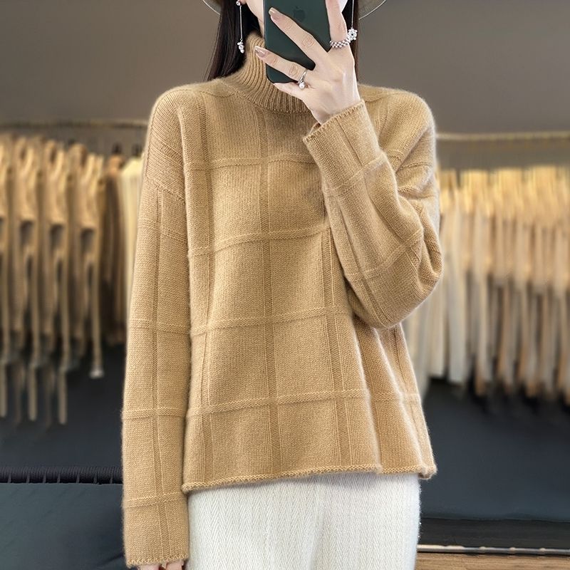 VLOVELAW Knitted sweater autumn and winter New new semi-turtleneck bottoming shirt with knitted women's sweater loose thickened top