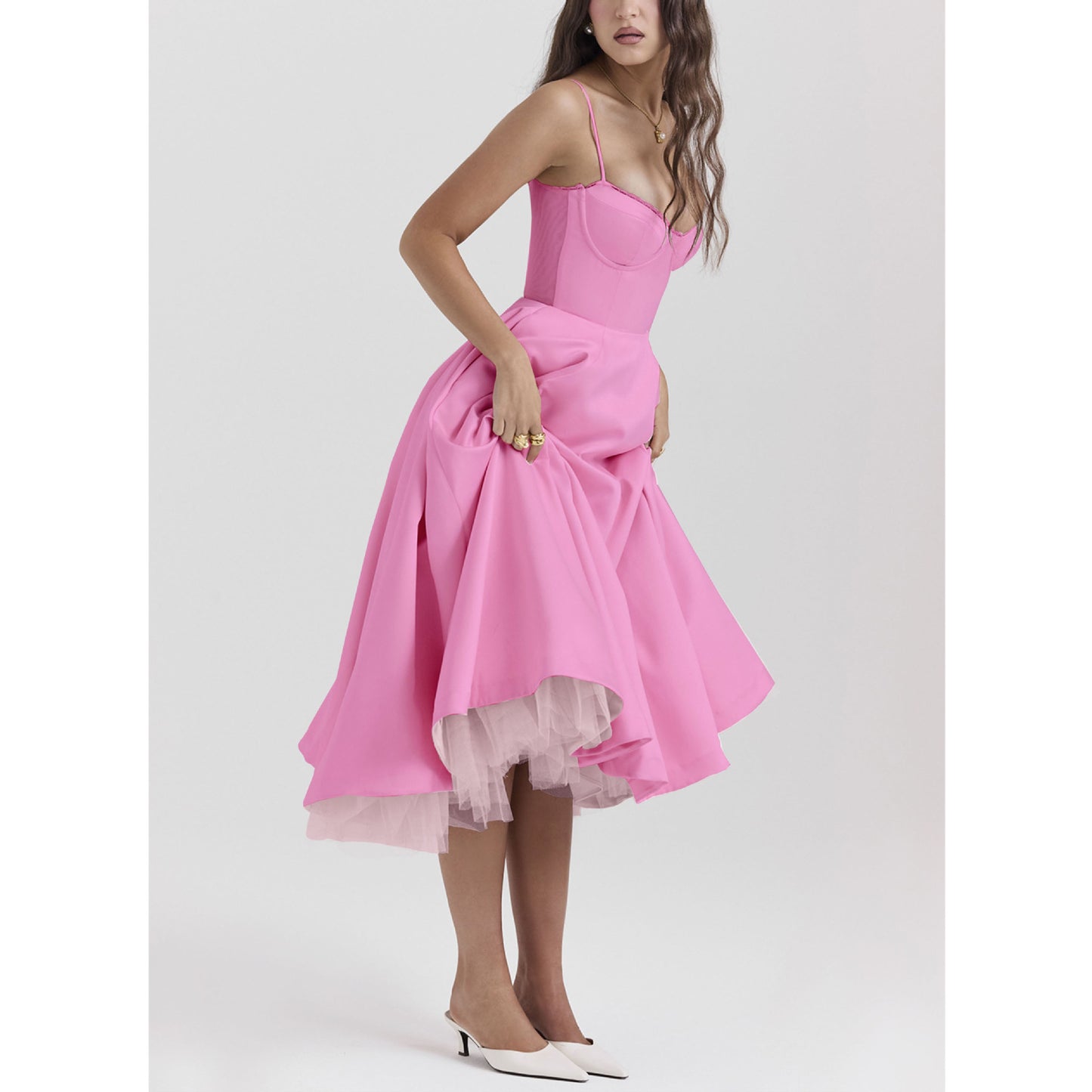 VLOVELAW European and American Style Sexy Women's Wear Cross-Border New V-neck Brace Sleeveless Dress Pettiskirt Long Skirt