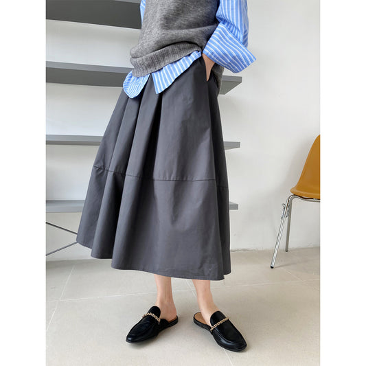 Luxi, the new autumn high-waisted and thin fluffy A-shaped skirt skirt, elastic waist medium and long swinging umbrella skirt 332