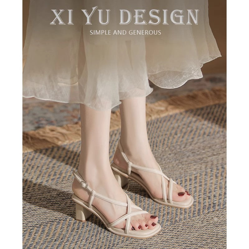 Retro Roman Sandals for Women New Summer Chunky Heel Outdoor Fairy Style High Heel Niche Inner Match Match Skirt