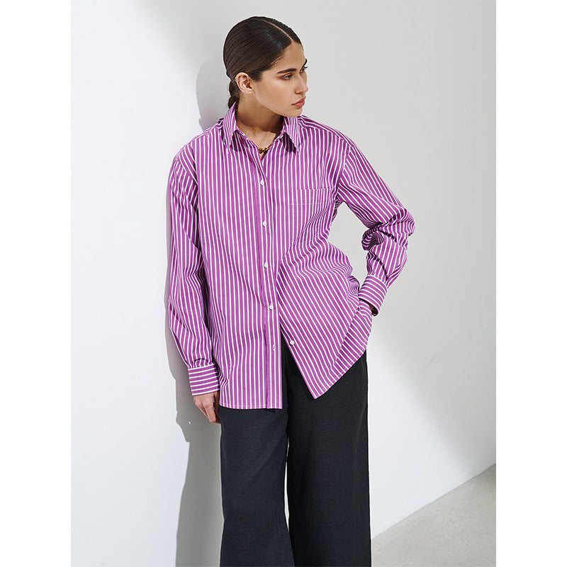 VLOVELAW pure striped shirt 2025 popular summer new trend fashion versatile loose polo striped shirt