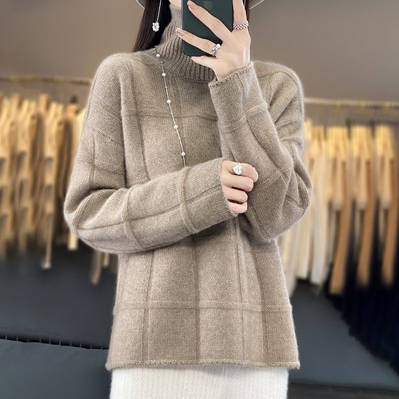 VLOVELAW Knitted sweater autumn and winter New new semi-turtleneck bottoming shirt with knitted women's sweater loose thickened top