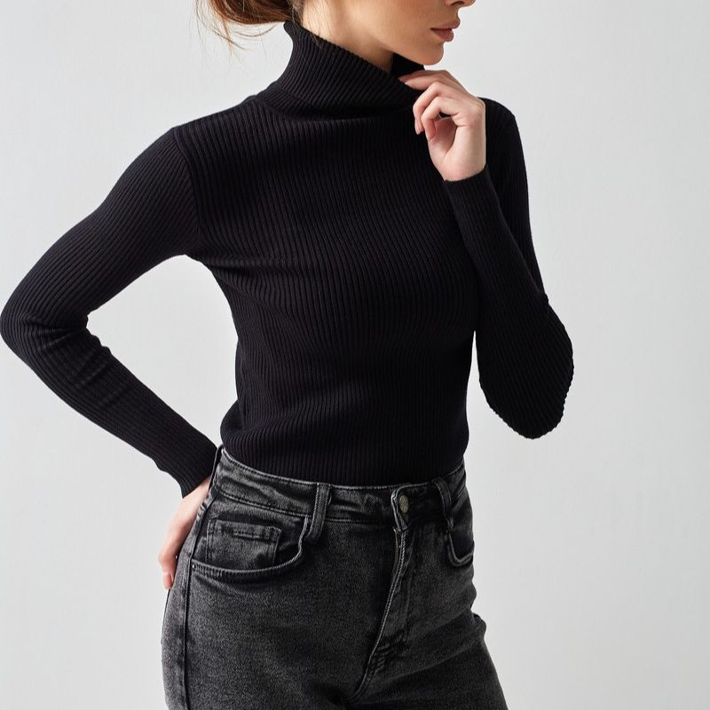 KKBOXLY Cross-border turtleneck sweater knitted bottoming shirt Europe and America New autumn knitted sweater turtleneck pullover sweater women
