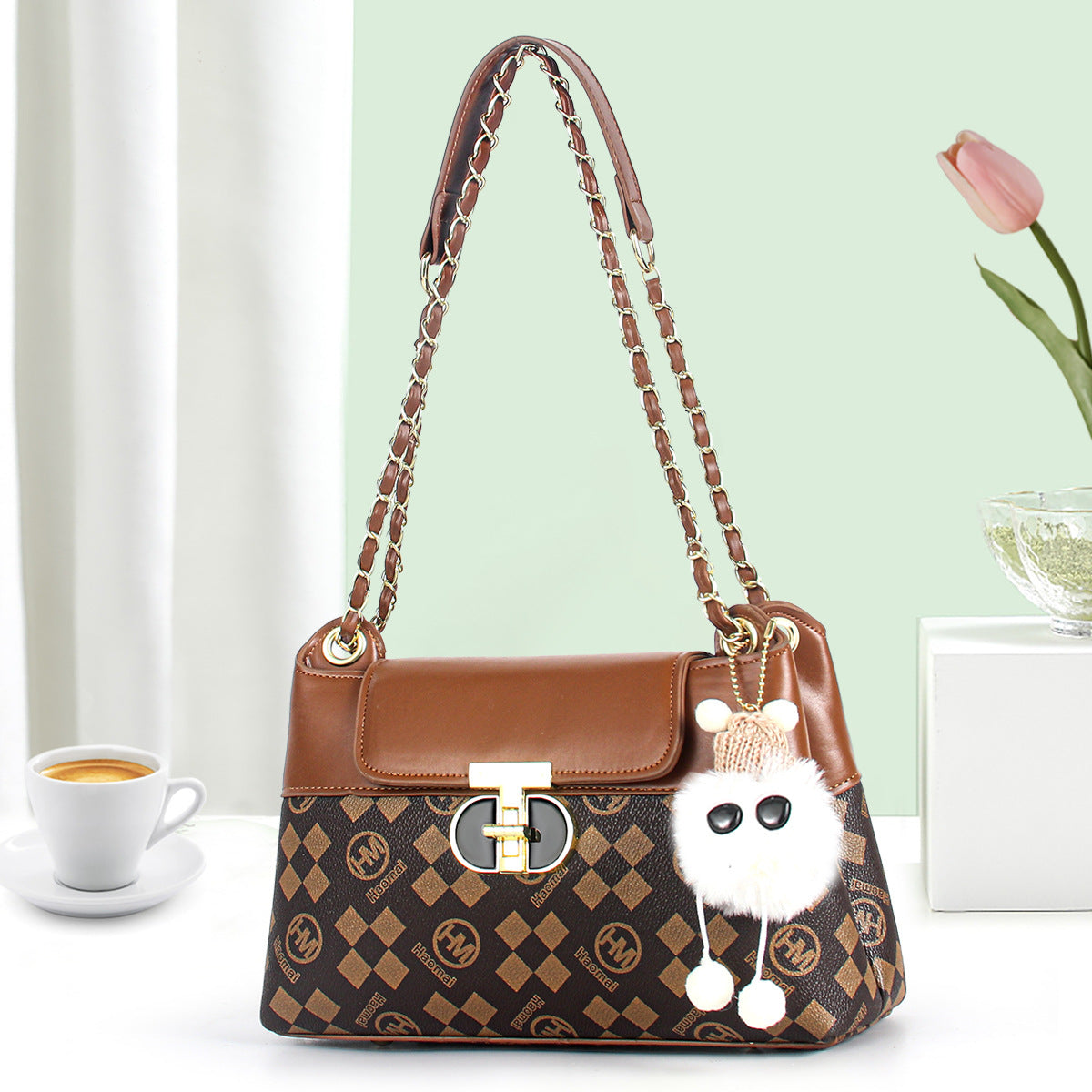 VLOVELAW 2025 Printed chain niche bag women's bag popular new mother bag versatile messenger bag women's Popular trade shoulder messenger bag