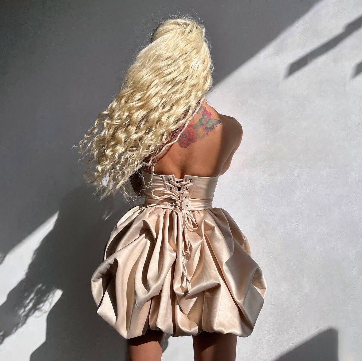 niche temperament three-dimensional decorative tube top strap corset skirt elegant design high-end ball dress New