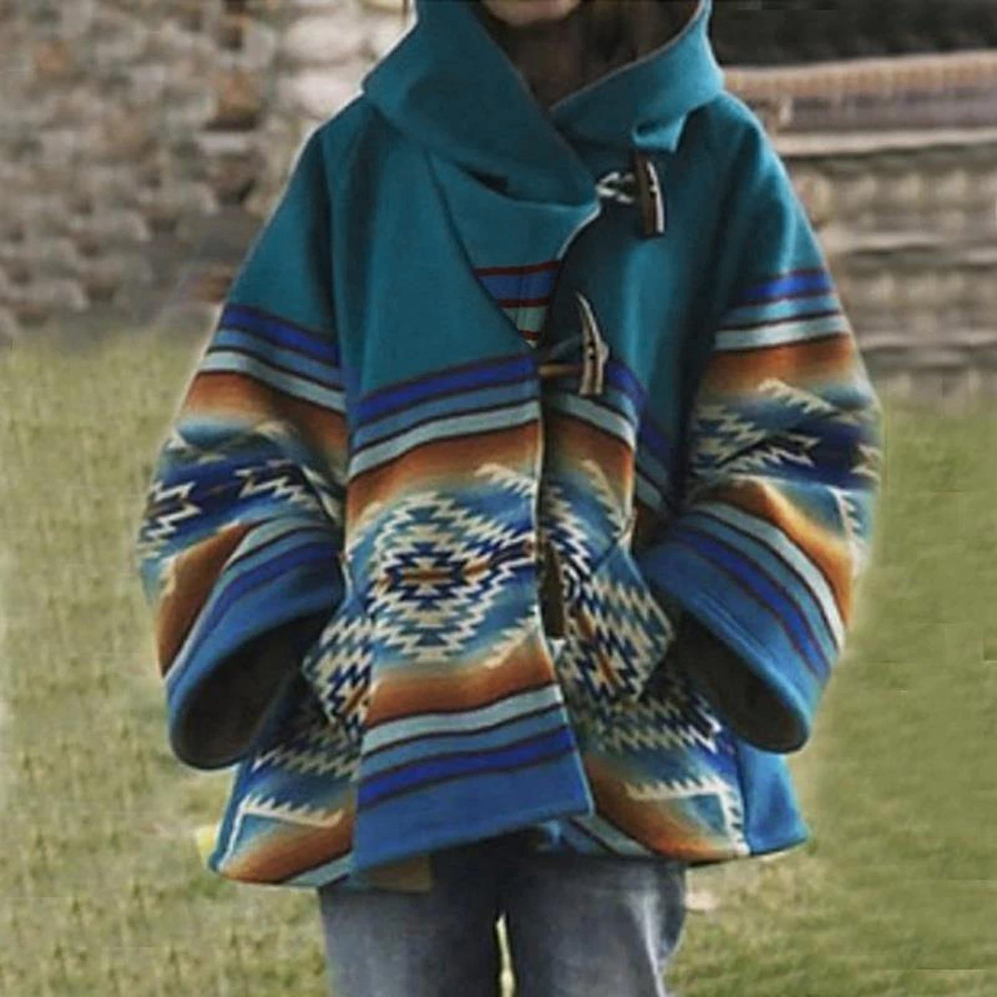 Popular trade ebay new autumn and winter women's clothing long-sleeved hooded jacket printed dragon and phoenix coat