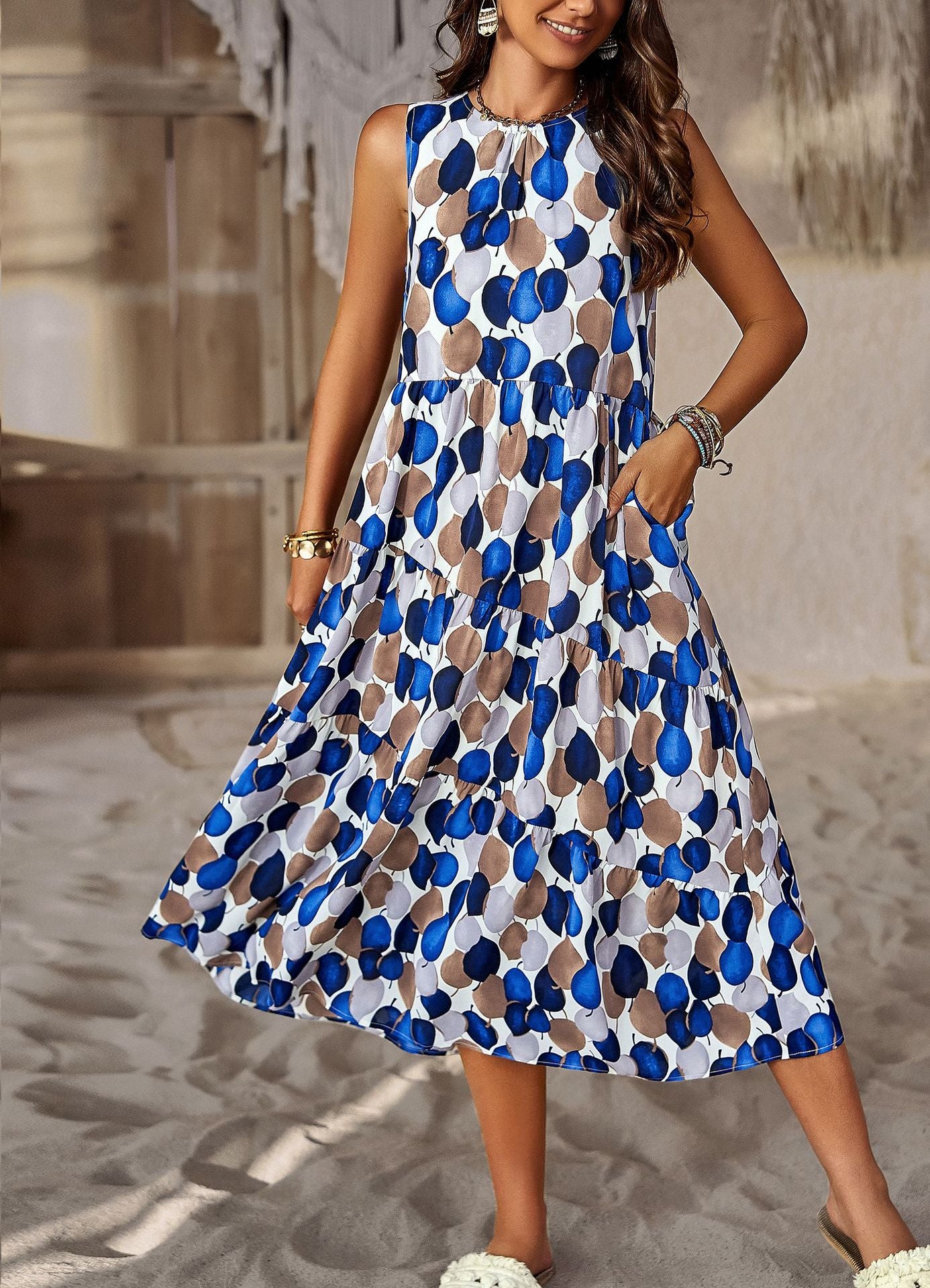 VLOVELAW Self-Developed and Designed Fashion Dress Spring and Summer Halter Loose Vacation Skirt for Women