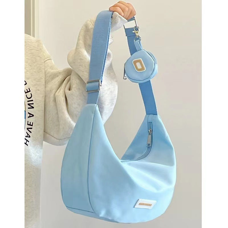 vlovelaw Nylon Dumpling Bag Spring/Summer Ins Trendy Canvas Bag Versatile Artistic Dumpling Bag College Student Unit Price Messenger Bag