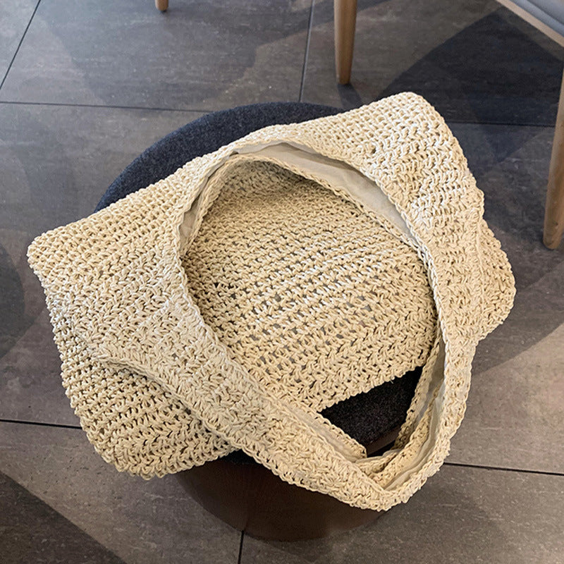 VLOVELAW Commuter Woven Bag Shoulder Bag Spring New Mori Artistic Straw Korean Style Portable Retro Large Capacity