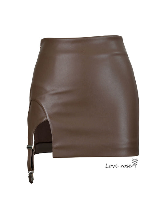 original, black PU clip with mini slim leather skirt, sexy mini skirt hot skirt