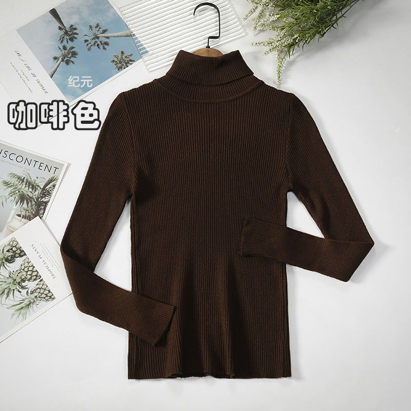 KKBOXLY Cross-border long-sleeved turtleneck bottoming shirt solid color Korean version pullover sweater (24 colors in stock) knitted bottoming sweater