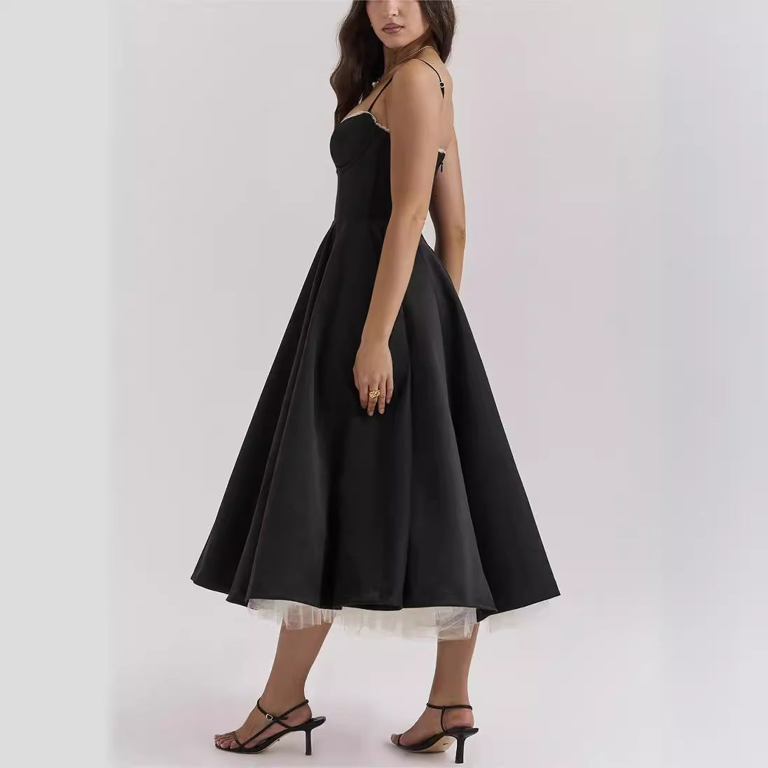 VLOVELAW European and American Style Sexy Women's Wear Cross-Border New V-neck Brace Sleeveless Dress Pettiskirt Long Skirt