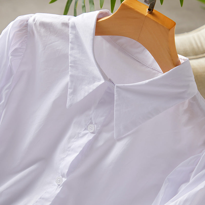direct sales lantern sleeves pure cotton white shirt women's new nine-quarter sleeves Korean version fashion temperament pure cotton top