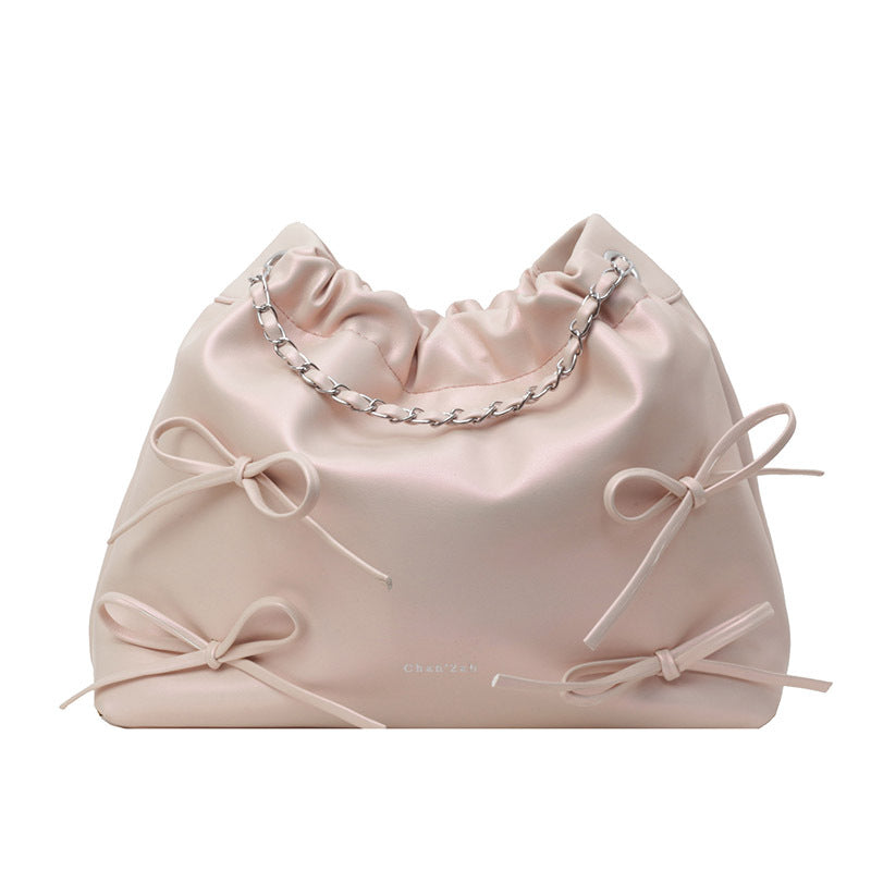 VLOVELAW 2025 Single shoulder small bag women's popular new fashion bow chain bag Popular style versatile garbage bag diagonal cross armpit bag