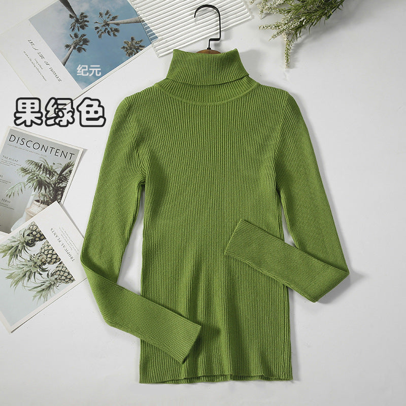 KKBOXLY Cross-border long-sleeved turtleneck bottoming shirt solid color Korean version pullover sweater (24 colors in stock) knitted bottoming sweater