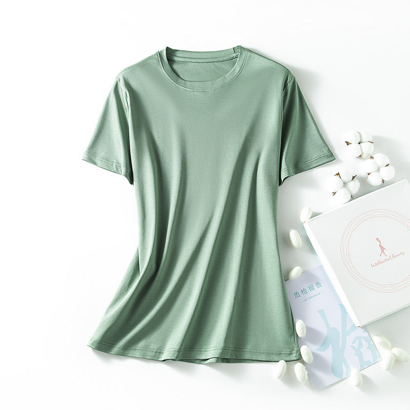 VLOVELAW Short-Sleeved Women's Clothing Spring and Summer Clothes Women's Big Belly Slimming Purple Top White T Shoulder T-shirt Women's Short-Sleeved