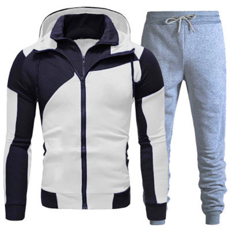VLOVELAW zipper hoodie solid color sweater set men's autumn and winter hoodie trend fashion leisure sports two-piece set